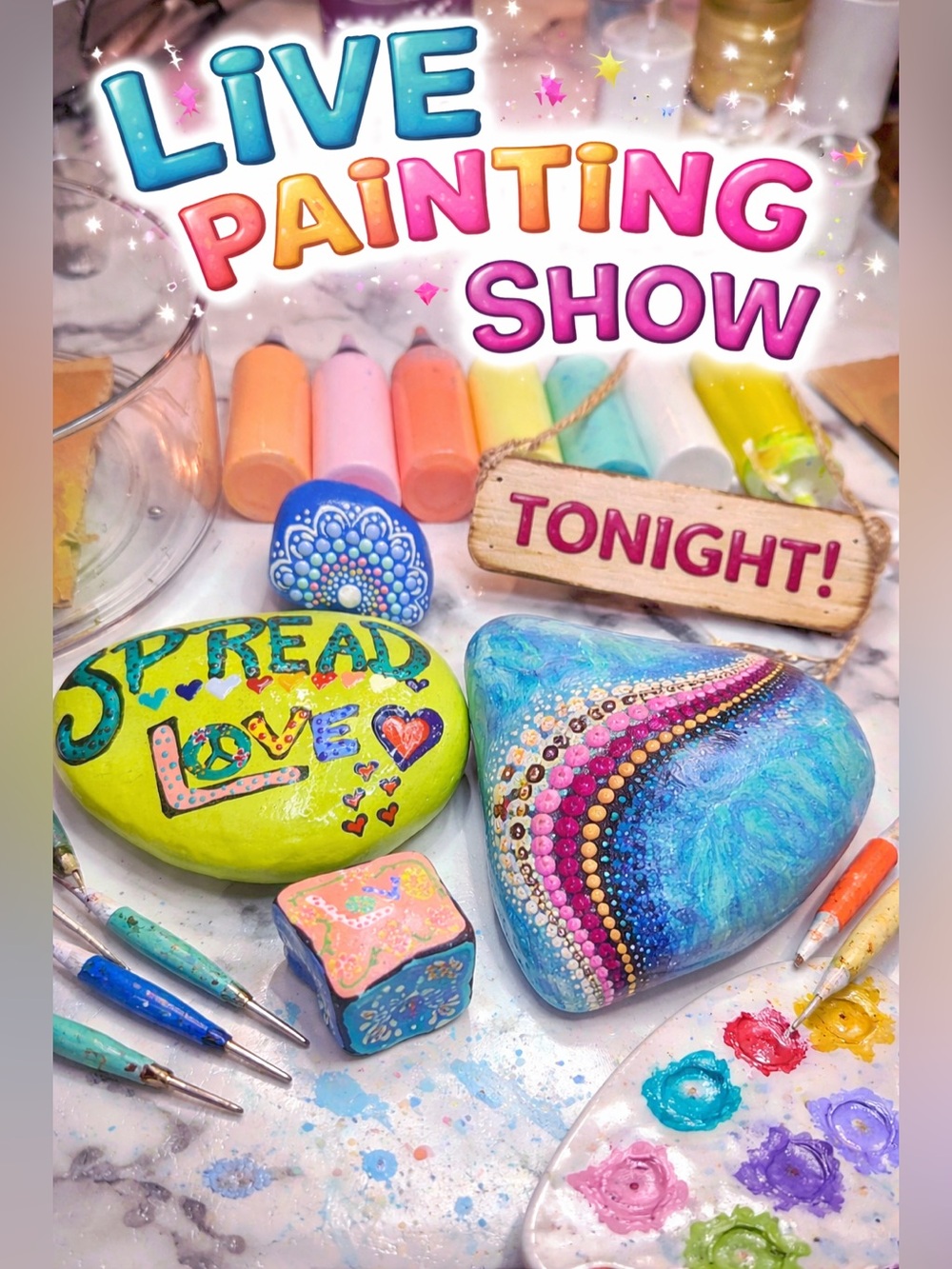 LIVE painting SHOW REMINDER LIKE to be notified. mandala art. Catch your calm